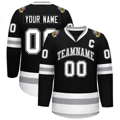 Black White Black-Gray Classic Style Hockey Jersey