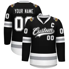 Black White Black-Gray Classic Style Hockey Jersey