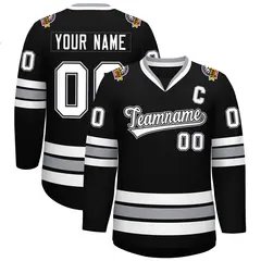 Black White Black-Gray Classic Style Hockey Jersey
