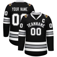 Black White Black-Gray Classic Style Hockey Jersey