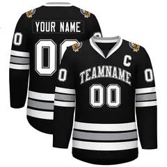 Black White Black-Gray Classic Style Hockey Jersey