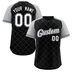 Black White Black-Gray Rhombus Authentic Baseball Jersey