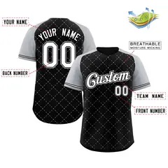 Black White Black-Gray Rhombus Authentic Baseball Jersey 2