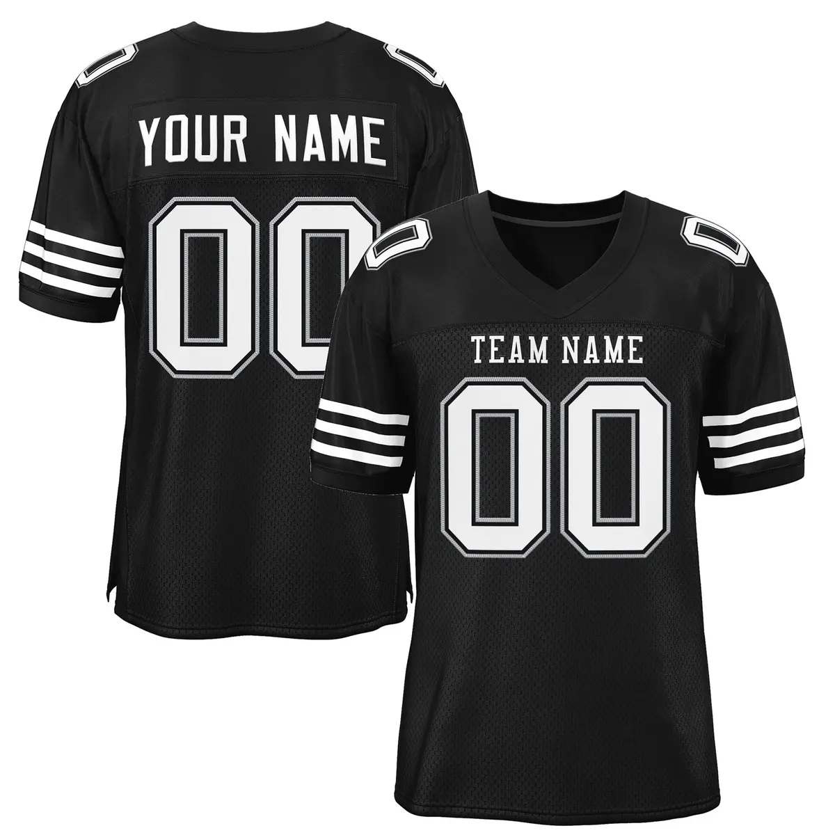 Black White-Black Mesh Football Jersey