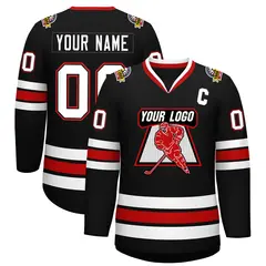 Black White Black-Red Classic Hockey Jersey