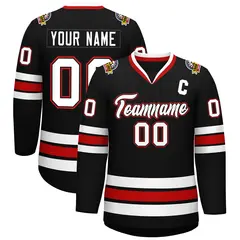 Black White Black-Red Classic Hockey Jersey