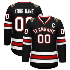Black White Black-Red Classic Hockey Jersey