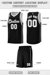 Black White-Black Sleeve Color Blocking Basketball Jersey 2