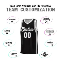 Black White-Black Sleeve Color Blocking Basketball Jersey 4