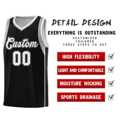 Black White-Black Sleeve Color Blocking Basketball Jersey 5