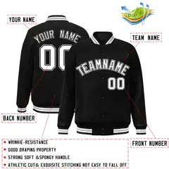 Black White-Black Varsity Full-Snap Letterman Jacket 2