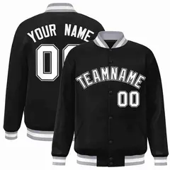 Black White-Black Varsity Full-Snap Letterman Jacket 1
