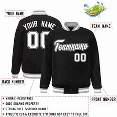 Black White-Black Varsity Full-Snap Letterman Jacket 2