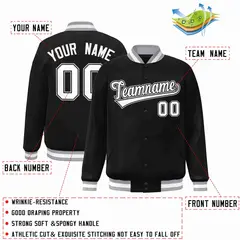 Black White-Black Varsity Full-Snap Letterman Jacket 2