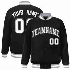Black White-Black Varsity Full-Snap Letterman Jacket