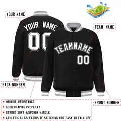 Black White-Black Varsity Full-Snap Letterman Jacket 2