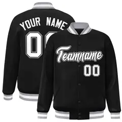 Black White-Black Varsity Full-Snap Letterman Jacket 1
