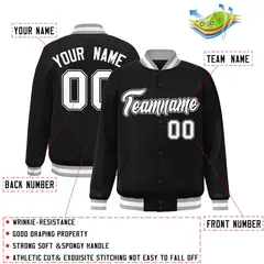 Black White-Black Varsity Full-Snap Letterman Jacket 2