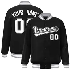 Black White-Black Varsity Full-Snap Letterman Jacket 1