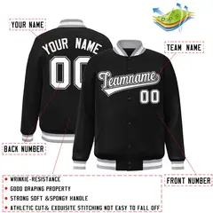 Black White-Black Varsity Full-Snap Letterman Jacket 2