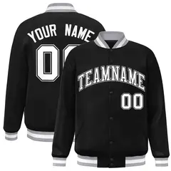 Black White-Black Varsity Full-Snap Letterman Jacket 1