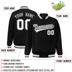 Black White-Black Varsity Full-Snap Letterman Jacket 2