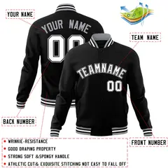 Black White-Black Varsity Full-Snap Letterman Jacket 4