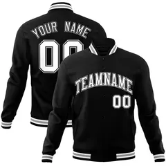 Black White-Black Varsity Full-Snap Letterman Jacket