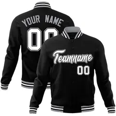 Black White-Black Varsity Full-Snap Letterman Jacket 1