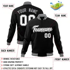 Black White-Black Varsity Full-Snap Letterman Jacket 4