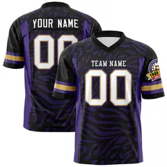 Black White-Black Zebra Stripes Authentic Football Jersey