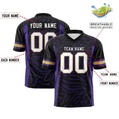 Black White-Black Zebra Stripes Authentic Football Jersey 2