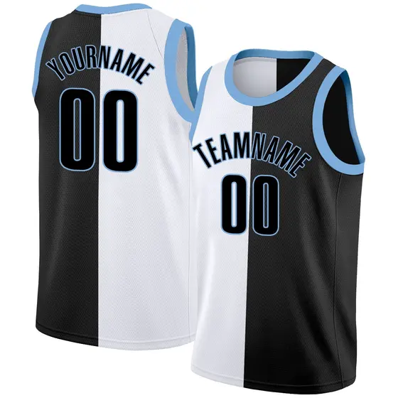 Black White-Blue Split Fashion Basketball Jersey