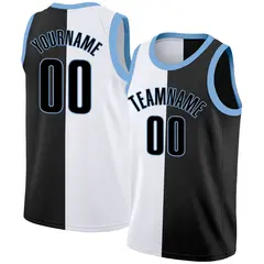 Black White-Blue Split Fashion Basketball Jersey