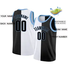Black White-Blue Split Fashion Basketball Jersey 2