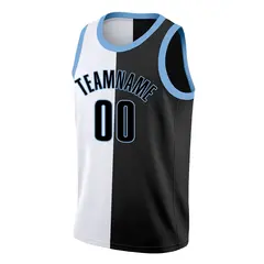 Black White-Blue Split Fashion Basketball Jersey 3