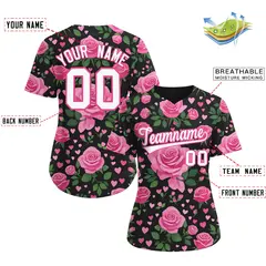 Women's Black White Breast Cancer Awareness Pink Ribbon Baseball Jersey 2
