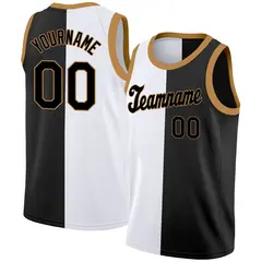 Black White-Brown Split Fashion Basketball Jersey