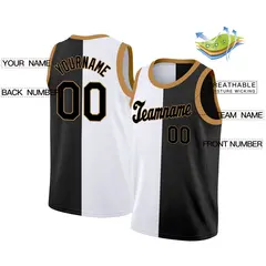 Black White-Brown Split Fashion Basketball Jersey 2