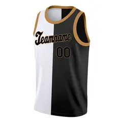 Black White-Brown Split Fashion Basketball Jersey 3