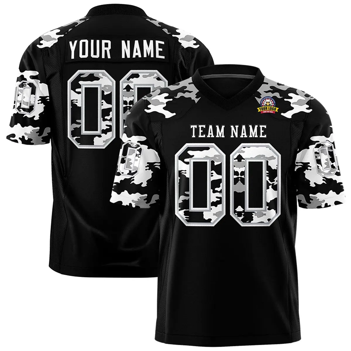Black White Camo Authentic Football Jersey