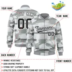 Black White Camo Varsity Full-Zip Letterman Bomber Jacket 2