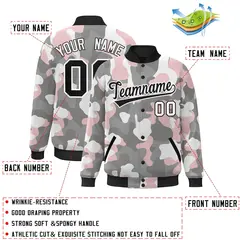 Black White Camo Varsity Letterman Bomber Jacket 2