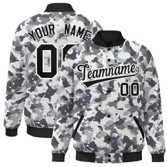 Black White Camo Varsity Letterman Bomber Jacket 1