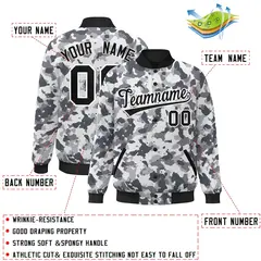 Black White Camo Varsity Letterman Bomber Jacket 2