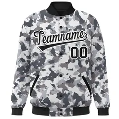 Black White Camo Varsity Letterman Bomber Jacket 3