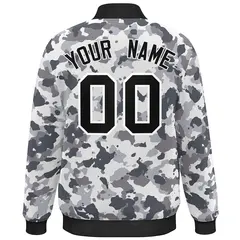 Black White Camo Varsity Letterman Bomber Jacket 4