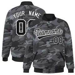 Black White Camo Varsity Letterman Bomber Jacket 1