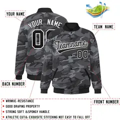 Black White Camo Varsity Letterman Bomber Jacket 2