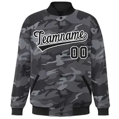 Black White Camo Varsity Letterman Bomber Jacket 3